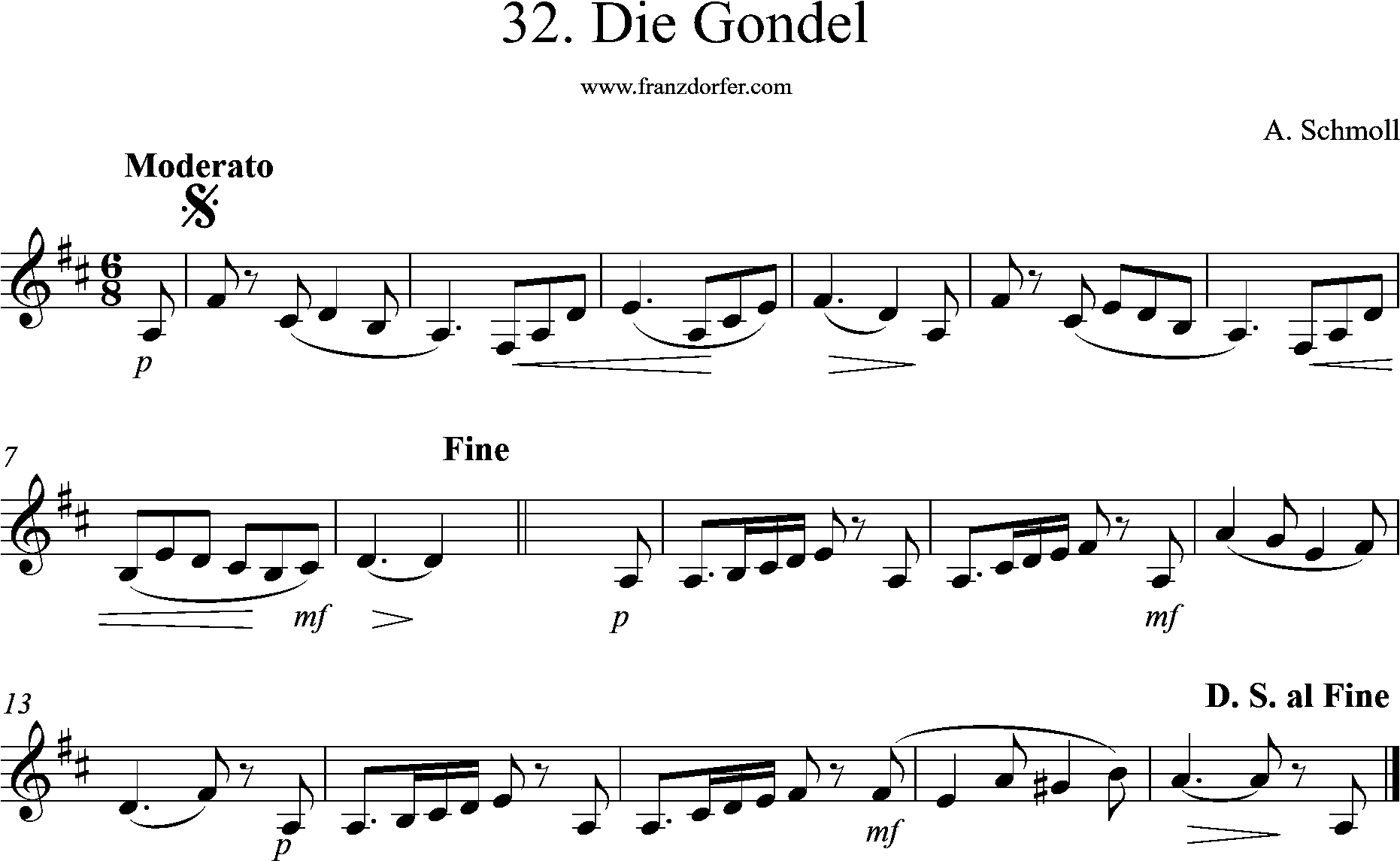 clarinet sheet, die Gondel, d-low